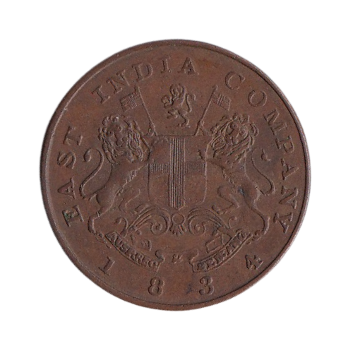 Indian 1834 1/2 Anna VF East India Company Coin