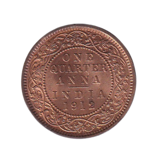Indian 1912 1/4 Anna BUNC George V King Emperor Coin