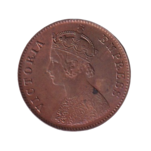 Indian 1901 1/4 Anna BUNC Victoria Empress Die Crack Coin