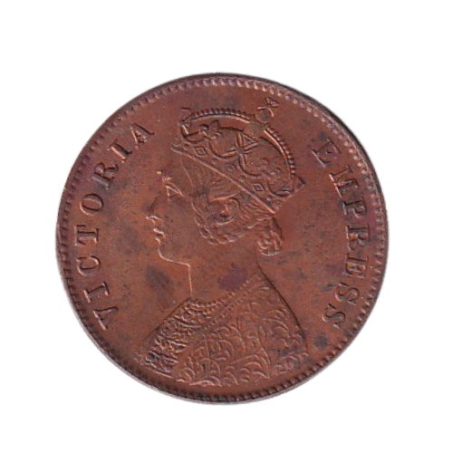 Indian 1901 1/4 Anna BUNC Victoria Empress Ghost Impression Coin