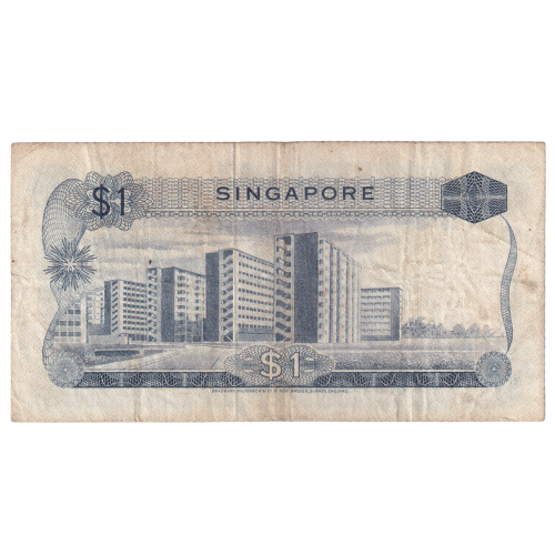 Singapore 1972 1 Dollar F B/43 668929 Banknote
