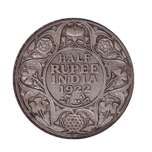 India 1922 Half Rupee F George V King & Emperor Coin 