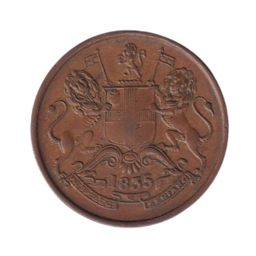 East India Company Top 1832 1/2 Anna VF Coin 