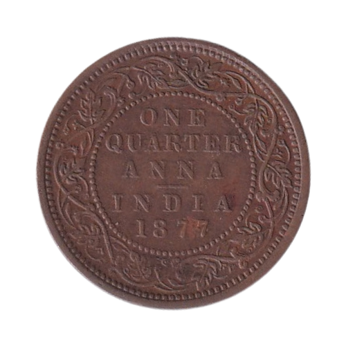 India 1875 1/4 Anna VF Victoria Queen Coin