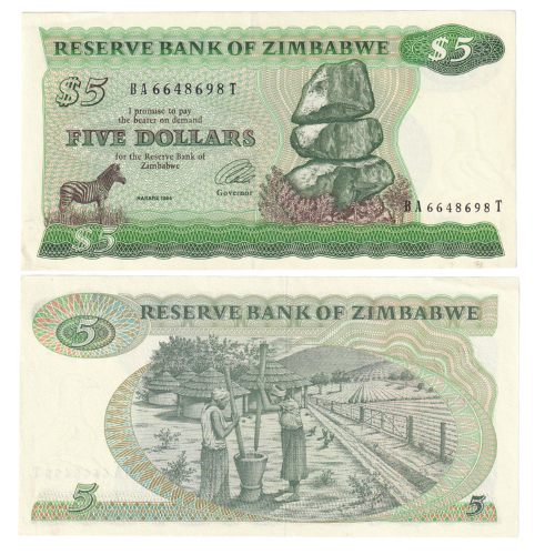 Zimbabwe 1983 5 Dollars UNC BA6648698T Banknote 