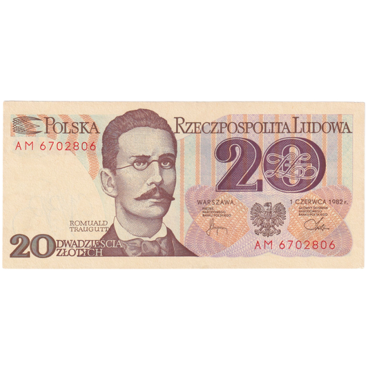Poland 1982 20 Zlotych UNC AM 6702806 Banknote 