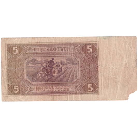 Poland 1948 5 Zlotych F AI 1877926 Banknote 