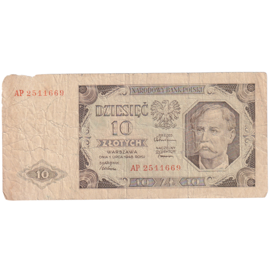 Poland 1948 10 Zlotych F AP 2511669 BAnknote 