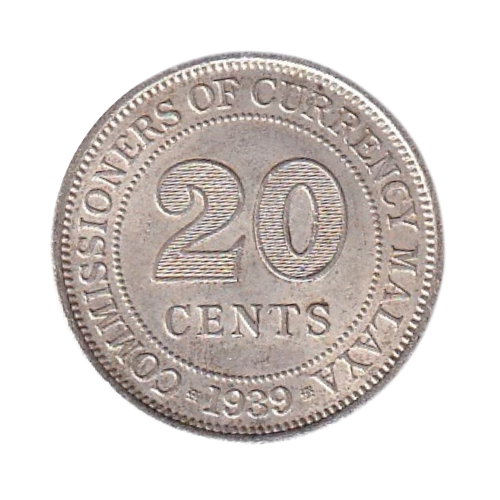 Malaya 1948 Twenty Cents King George VI Coin in Fine Condition 