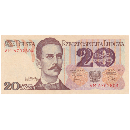 Poland 1982 20 Zlotych UNC AM 6702804 Banknote 
