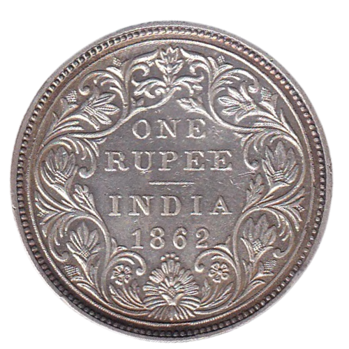 India 1862 1 Rupee F Victoria Queen Coin