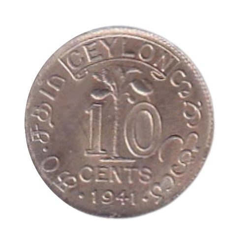 Ceylon 1941 10 Cents BU King George VI Coin