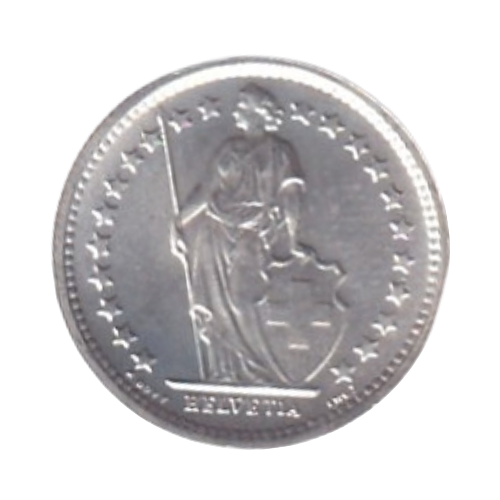 Switzerland 1966 Half Francs Helvetica Standing Coin in Brilliant Uncirculated Condition