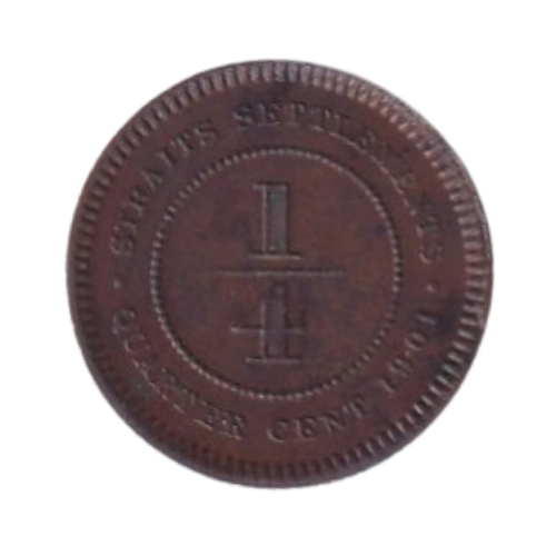 Straits Settlements 1901 1/4 Cent VF Victoria Queen Coin