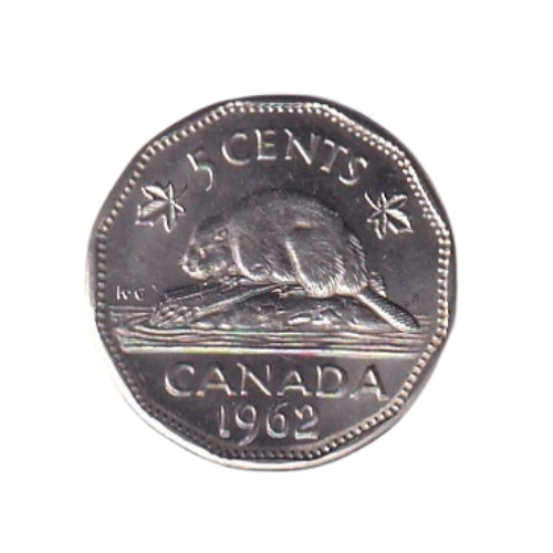Canada 1962 5 Cents VF Queen Elizabeth II "Doubled Die" Error Coin