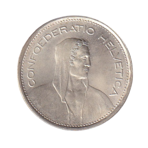 Switzerland 1967 5 Francs BUNC Confoederatio Helvetica Coin