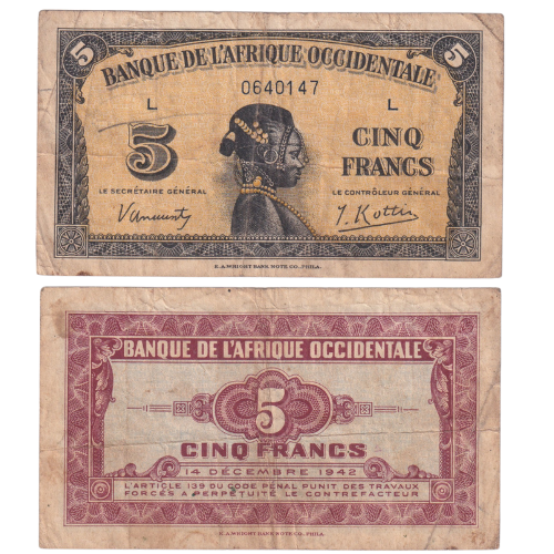 FRENCH WEST AFRICA 5 FRANCS