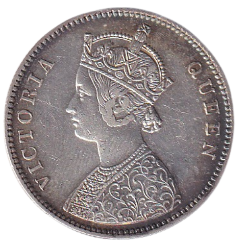 India 1862 1 Rupee F Victoria Queen Coin