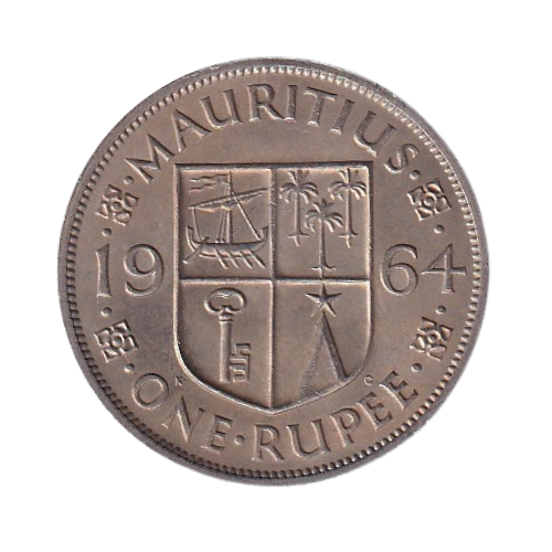 Mauritius 1964 1 Rupee BU Queen Elizabeth II Coin
