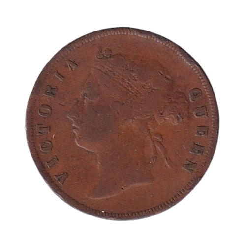 Straits Settlements 1875 1 Cent F Victoria Queen Coin