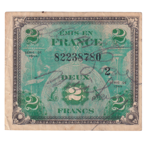 France 1944 2 Francs F 82238780 Banknote 