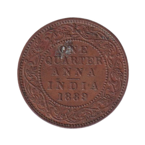 British India 1889 1 Rupee XF Victoria Empress "One O'Clock Die Rotation" Variety Coin
