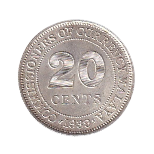 Malaya 1950 20 Cents F King George VI Coin