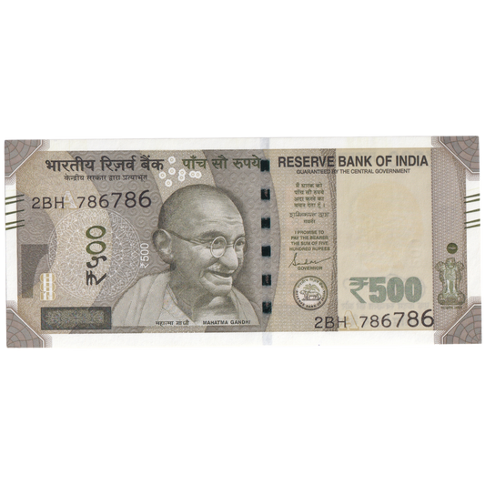 India 2018-24 500 Rupees Shaktikanta Das Sign 2BH 786786