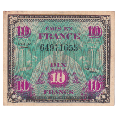 France 1944 10 Francs F 64971655 Banknote