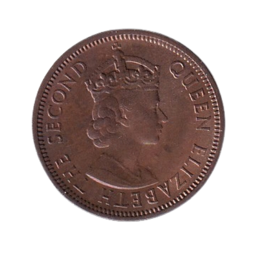 Mauritius 1955 2 Cents BU Queen Elizabeth II Coin