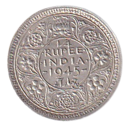 India 1945 1/4 Rupee UNC George VI King Emperor Coin