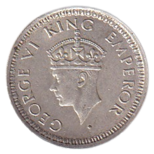India 1945 1/4 Rupee UNC George VI King Emperor Coin