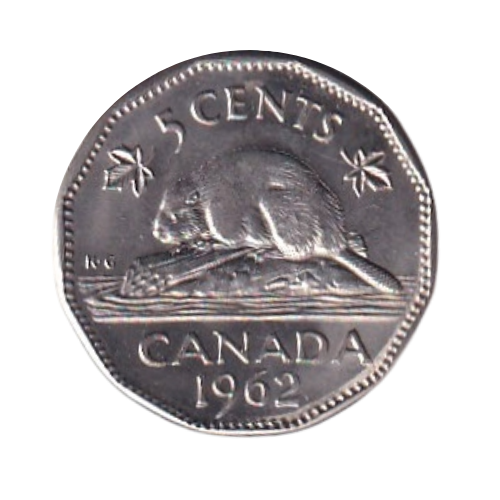 Canada 1962 5 Cents XF Queen Elizabeth II "Doubled Date" Error Coin