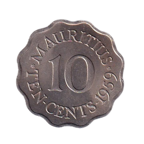 Mauritius 1954 10 Cents BU Queen Elizabeth II Coin