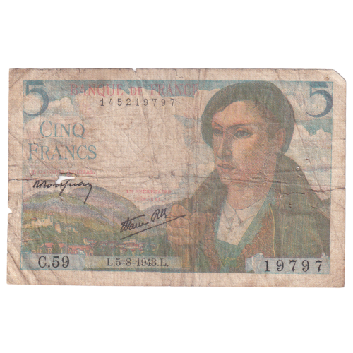 France 1943 5 Francs F 145219797 Banknote 