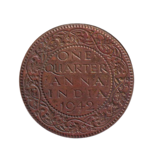 British India 1942 1/4 Anna XF King George VI Coin