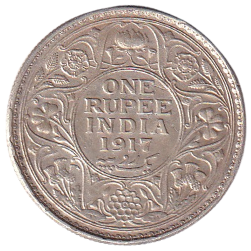 India 1917 1 Rupee VF George V King Emperor Coin 