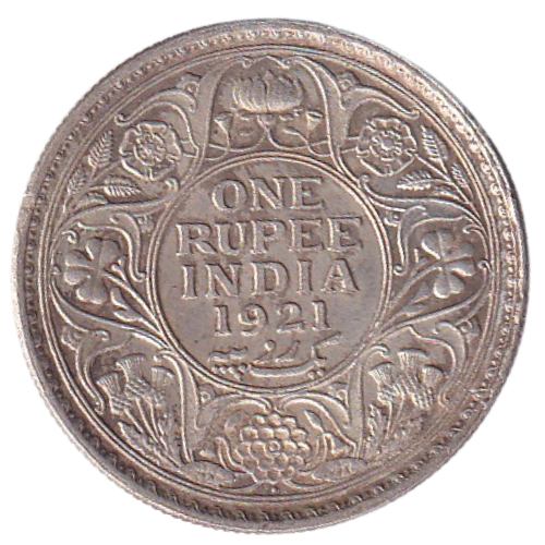 India 1921 1 Rupee F George V King Emperor Coin