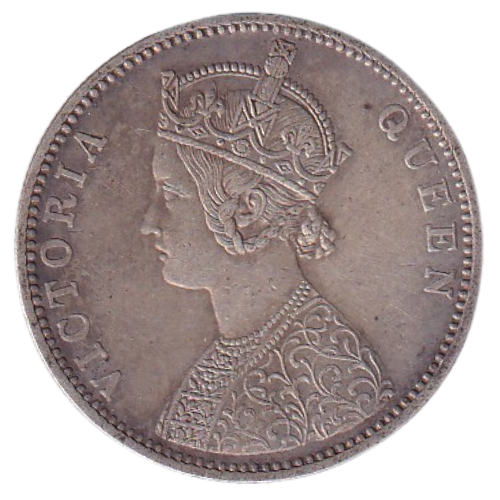 India 1876 1 Rupee F Victoria Queen Coin