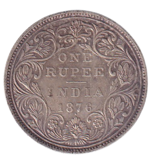 India 1876 1 Rupee F Victoria Queen Coin