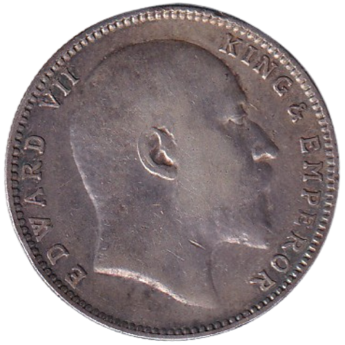 A silver-colored profile portrait of King Edward VII of the United Kingdom, shown on a plain white background.