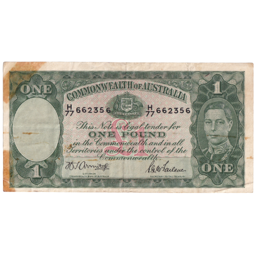 Australia 1 Pound H/77 662356 Rare Old Banknotes