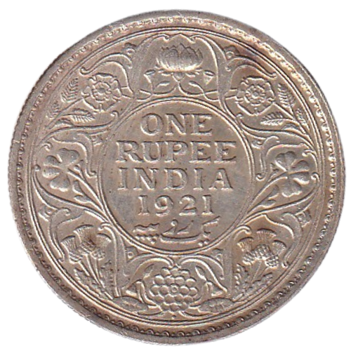 India 1921 1 Rupee AU George V King Emperor Coin (Rare)