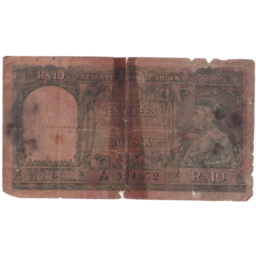 India Burma 10 Rupees A/29 324872