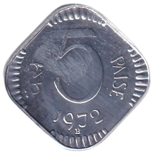 India 1972 5 Paise VF Proof Coin 