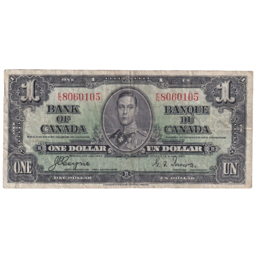 Canada 1937 1 Dollar F E/N 8060105 Banknote 