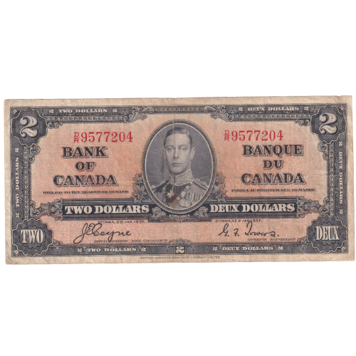 Canada 1937 2 Dollars F R/R 9577204 Banknote 
