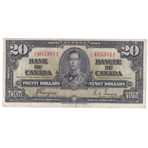 Canada 1937 20 Dollars F K/E 4053011 Banknote 