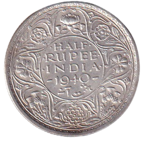 India 1940 Half Rupee VF George VI King Emperor Coin