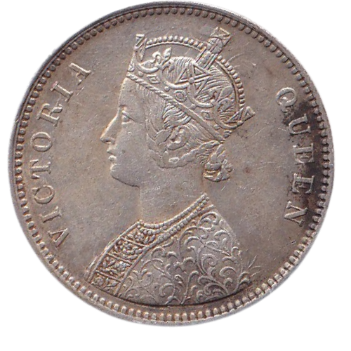 India 1862 1 Rupee F Victoria Queen  Coin
